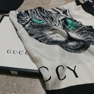 Gucci Mystic Cat Print Square Silk Scarf